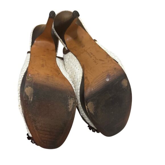 Zara Woman Brown Leather Tassel Heels Size 39 EU / 8.5 US Platform Woven - Picture 9 of 9